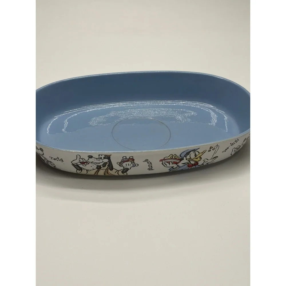 Disney Store Mickey & Friends Ceramic Chip and Dip Set Blue White‎ Snack Platter